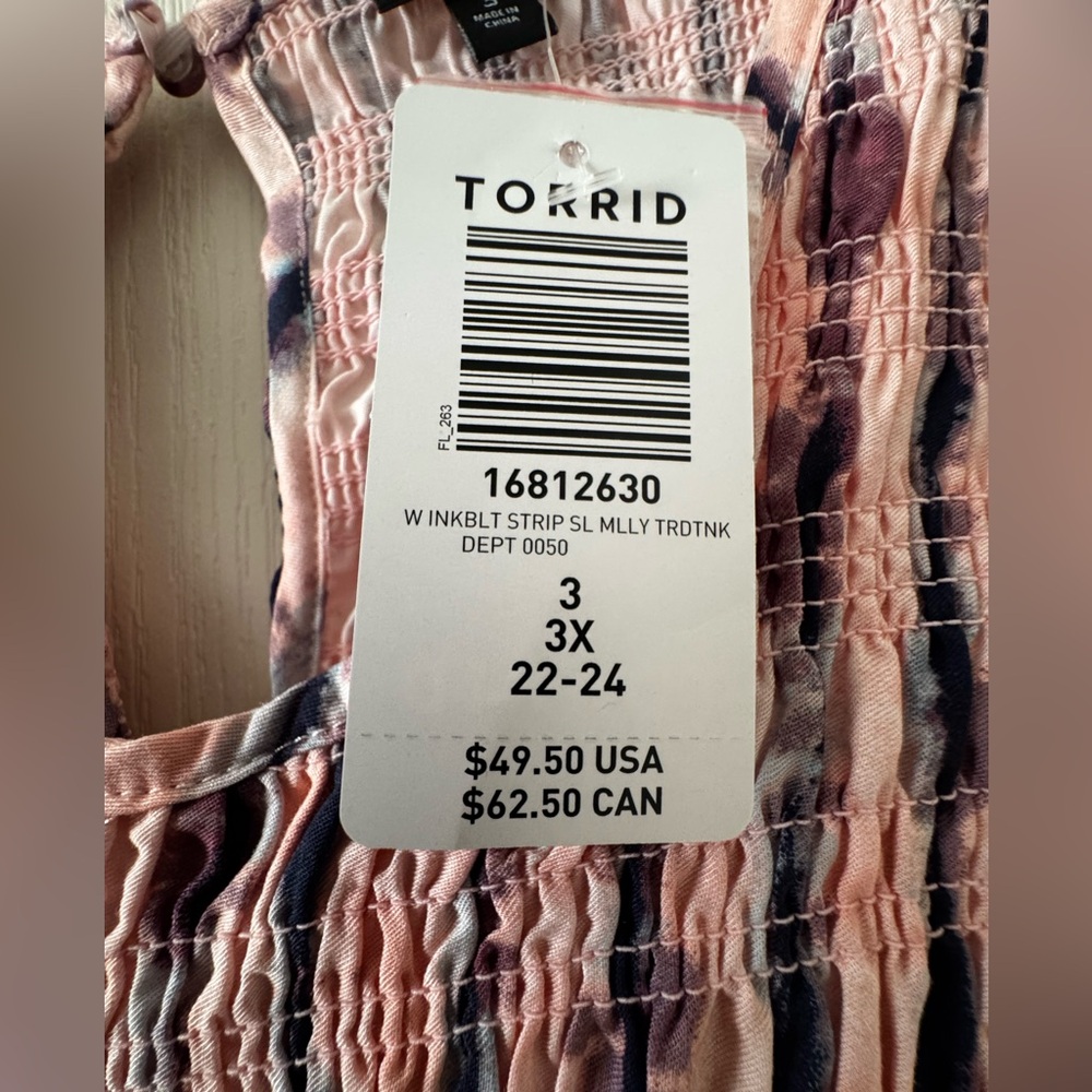 NWT Torrid Sleeveless Pink and Blue Tunic Top - Picture 7 of 7